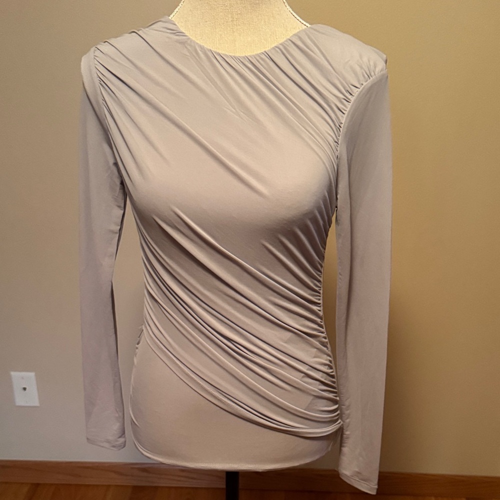 Zara light purple Long Sleeve Gathered Top - Picture 1 of 4